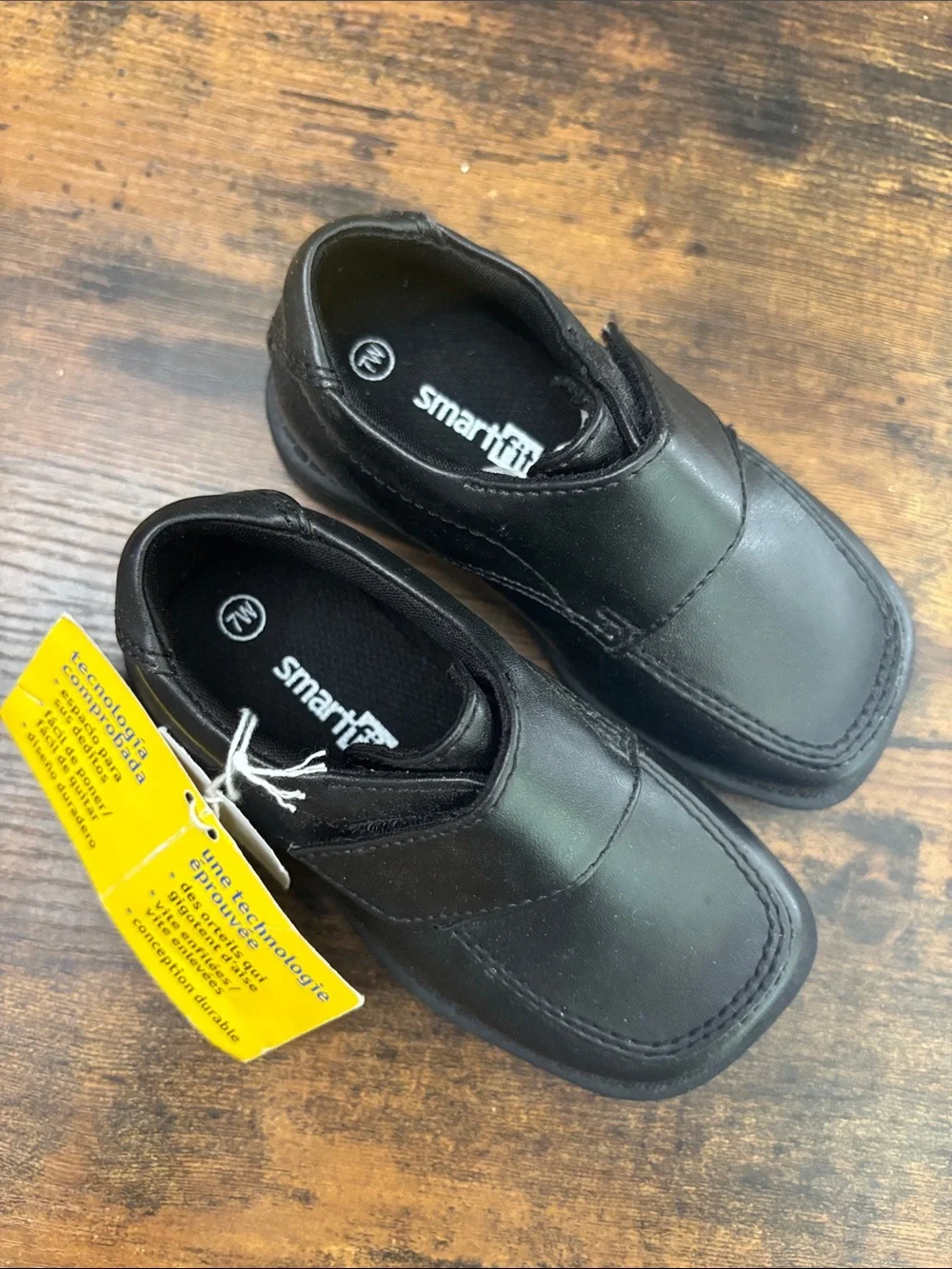 smartfit Black Kids Slip-On Dress Shoes with Velcro